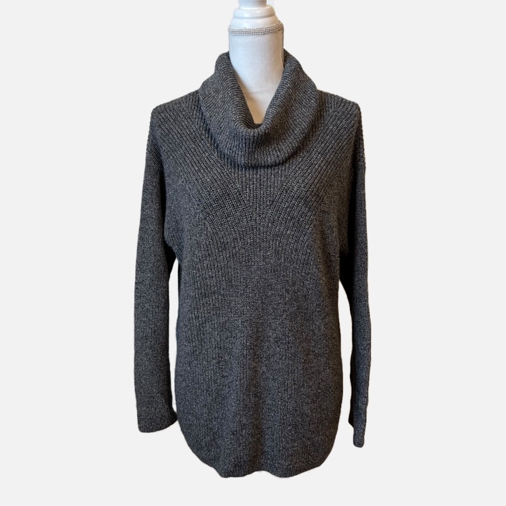 Talbots Cowl Neck Sweater in Heather Gray Ribbed Women’s Large